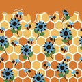 Seamless cute pattern on a honey theme.