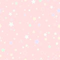 Seamless cute pattern with little rounded stars and circles of different colors with outline. Powder pink Royalty Free Stock Photo