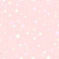 Seamless cute pattern with little rounded stars and circles of different colors with outline. Powder pink Royalty Free Stock Photo