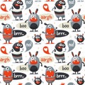 Seamless cute pattern made with monsters Royalty Free Stock Photo