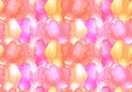 Seamless cute pattern with multicolored pink crystals with highlights.