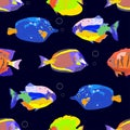 Seamless cute pattern with tropical fish Royalty Free Stock Photo