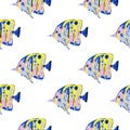 Seamless cute pattern with tropical fish Royalty Free Stock Photo