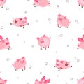 Seamless cute pigs pattern for kids design. Royalty Free Stock Photo