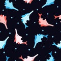 Seamless cute sawfish pattern.