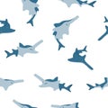 Seamless cute sawfish pattern. Royalty Free Stock Photo