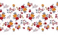 Seamless cute textile floral border