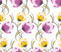 Seamless cute textile flower pattern