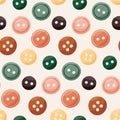 Seamless cute vector sewing pattern with buttons in trendy colors