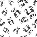 Seamless cute watercolor panda pattern