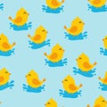Seamless Cute Yellow Rubber Ducks Splashing Pattern Royalty Free Stock Photo