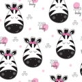 Seamless cute zebra pattern vector illustration Royalty Free Stock Photo