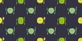 Seamless Cutlery Pattern Background - Rows of Many Retro Style Hand Drawn Fork, Spoon, Knife and Plate Symbols of Various Colors