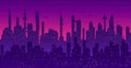 Seamless cyberpunk cityscape silhouette