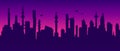 Seamless cyberpunk cityscape silhouette