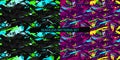 Seamless Cyberpunk Neon Abstract Graffiti Style Patterns Set Vector Illustration Art