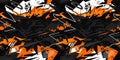 Seamless Cyberpunk Orange And White And Black Abstract Graffiti Style Pattern Vector Illustration Art