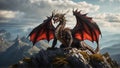 Seamless 3D Dragon on Mountain Peak Wallpaper - Majestic Guardian