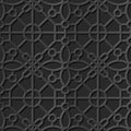 Seamless 3D elegant dark paper art pattern 339 Round Polygon Cross