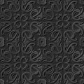 Seamless 3D elegant dark paper art pattern 249 Spiral Cross Flower