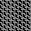 Seamless 3D geometric pattern. Optical illusion. Black and grey geometric background and texture.