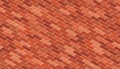 Seamless 3D pattern of brown pavement tile. Isometric red brick wall texture. Vector repeating background illustration