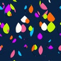 Seamless 3d pattern in trendy paper art style. Colorful drops of paint collage background.