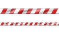 Seamless 3d realistic vector hazard white and red striped ribbon, caution tape of warning signs for crime scene or construction Royalty Free Stock Photo