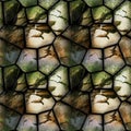 Seamless 3d relief pattern of cracked stones with grass