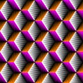 Seamless 3d Rhombus Pattern. Vector Volume Background