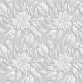 Seamless 3D white floral pattern, vector. Endless texture can be used for wallpaper, pattern fills, web page background, surfa Royalty Free Stock Photo