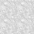 Seamless 3D white pattern, natural floral pattern, vector. Endless texture can be used for wallpaper, pattern fills, web page ba