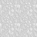 Seamless 3D white pattern, natural floral pattern, vector. Endless texture can be used for wallpaper, pattern fills, web page ba