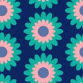 Seamless daisy pattern in simple geometric bold flowers. Floral chamomile background for textile, wallpaper, pattern Royalty Free Stock Photo