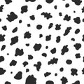 Seamless Dalmatian pattern. Chaotic black spots on white background.