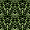 Seamless damascus ornament on greenery background