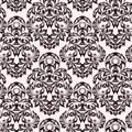 Seamless damask black and white pattern