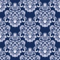 Seamless damask floral Pattern in blue colors. Royalty Free Stock Photo