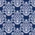 Seamless damask floral Pattern in blue colors.