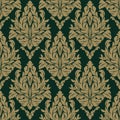 Seamless damask floral Pattern on the dark Background Royalty Free Stock Photo