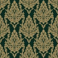 Seamless damask floral Pattern on the dark Background Royalty Free Stock Photo