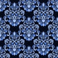 Seamless damask floral Pattern on geometric Background Royalty Free Stock Photo