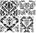 Seamless damask patterns set Royalty Free Stock Photo