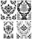 Seamless damask patterns set Royalty Free Stock Photo