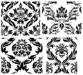 Seamless damask patterns set Royalty Free Stock Photo