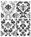 Seamless damask patterns set Royalty Free Stock Photo