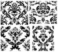 Seamless damask patterns set Royalty Free Stock Photo