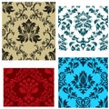 Seamless damask patterns set Royalty Free Stock Photo