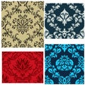 Seamless damask patterns set Royalty Free Stock Photo