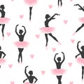 Seamless dancing ballerinas pattern.